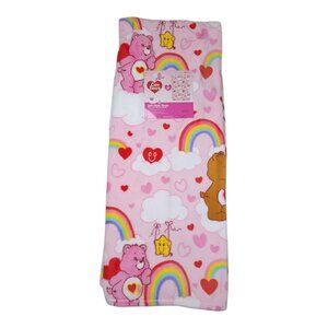 Care Bears Super Soft Plush Throw Blanket 50" X 70" Rainbow Hearts Valentines